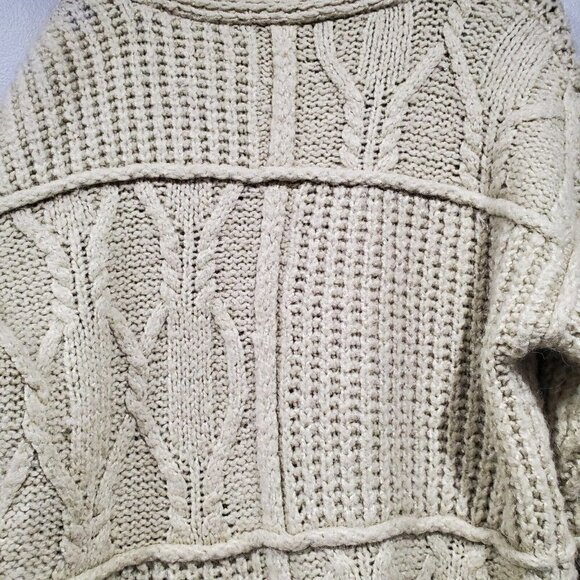 Zara Women's Patchwork Chunky Knit Open Front Cardigan Sweater Light Gre… - Picture 12 of 12